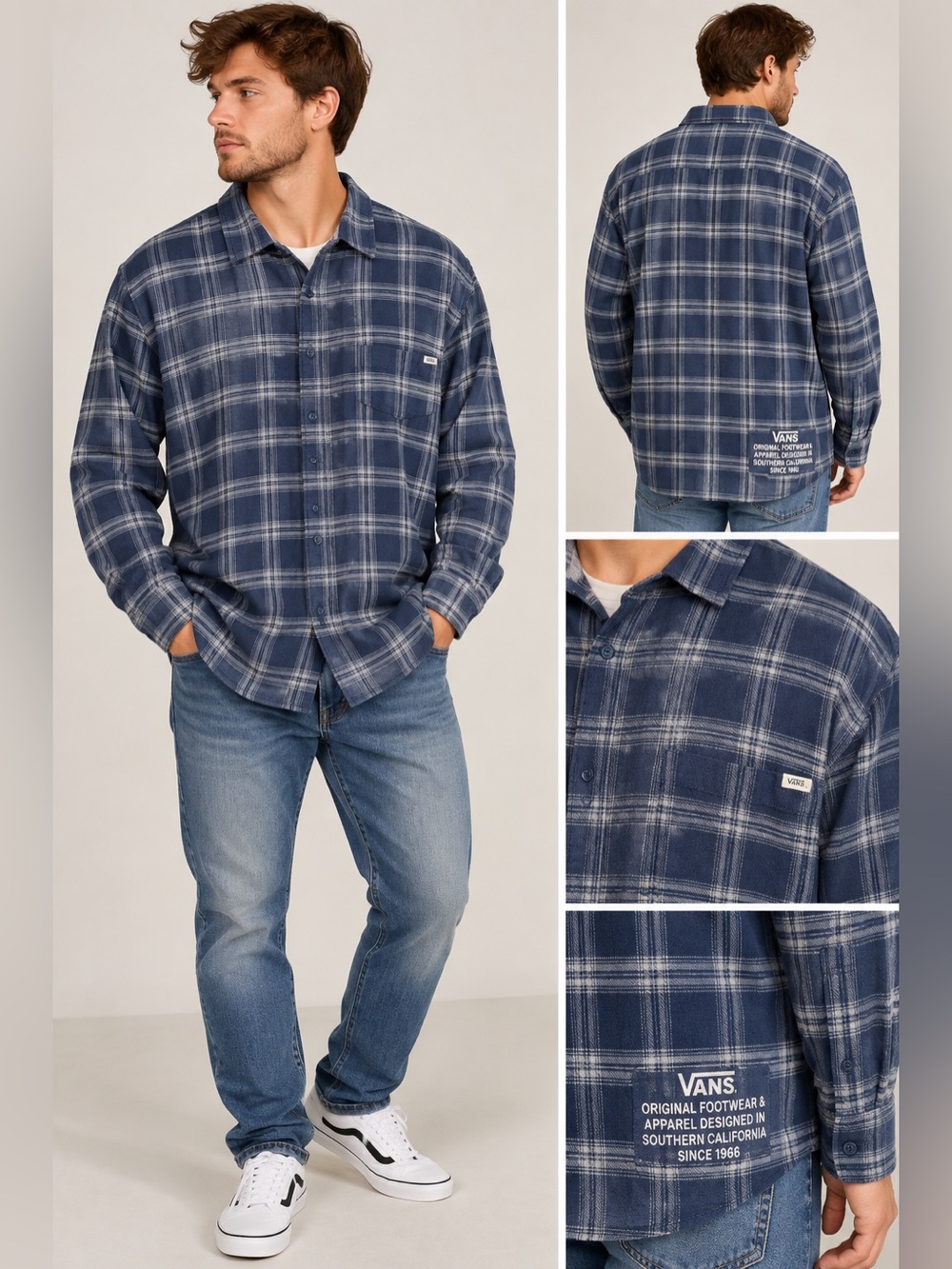 Vans Blue Plaid Long-Sleeve Button-Down Shirt